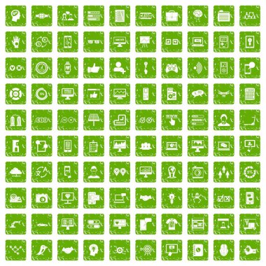 100 arayüzü simgeler grunge yeşil ayarla