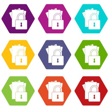 Klasörleri asma kilit simgesine sahip renk altı yüzlü ayarla