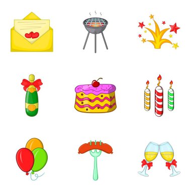 Holiday yürüyüş Icons set, karikatür tarzı