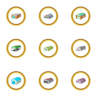 Kargo depolama Icons set, karikatür tarzı