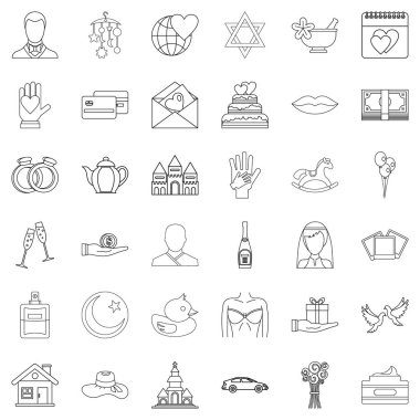 Romantik Icons set, anahat stili