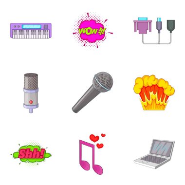 Stüdyo vokal Icons set, karikatür tarzı