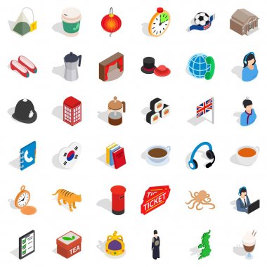 Tablet Icons set, izometrik stili