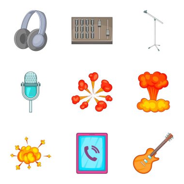 Ses denetimi Icons set, karikatür tarzı