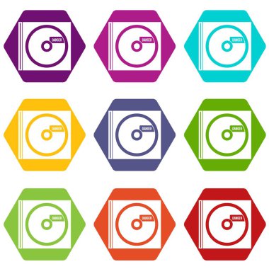 Renk altı yüzlü CD ile tehlike yazı simgesini ayarla