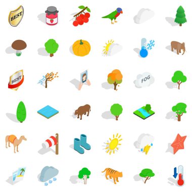 Vahşi hayvan Icons set, izometrik stili