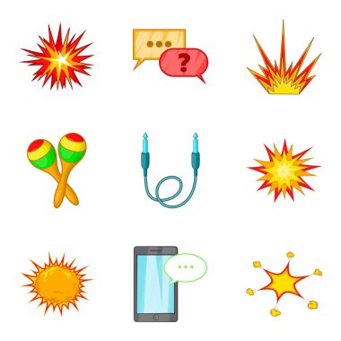 Yangın Icons set, karikatür tarzı