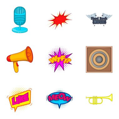 Hoparlör Icons set, karikatür tarzı