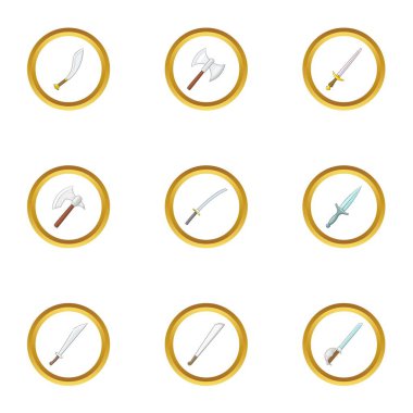 Soğuk silah Icons set, karikatür tarzı