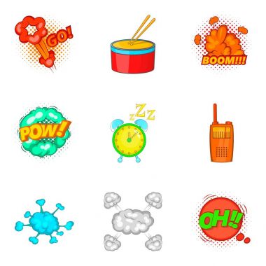 Davul bit Icons set, karikatür tarzı