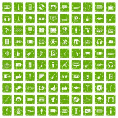 100 karaoke simgeler grunge yeşil ayarla