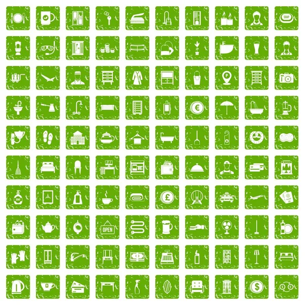 100 Inn simgeler grunge yeşil ayarla