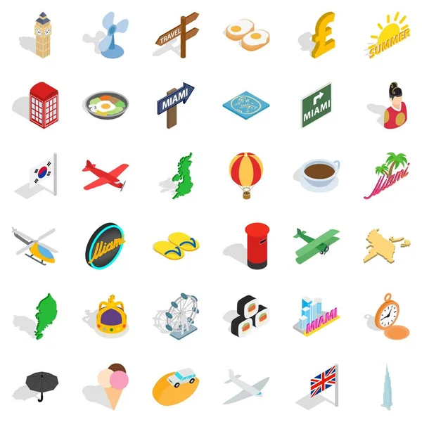 Tatil Icons set, izometrik stili