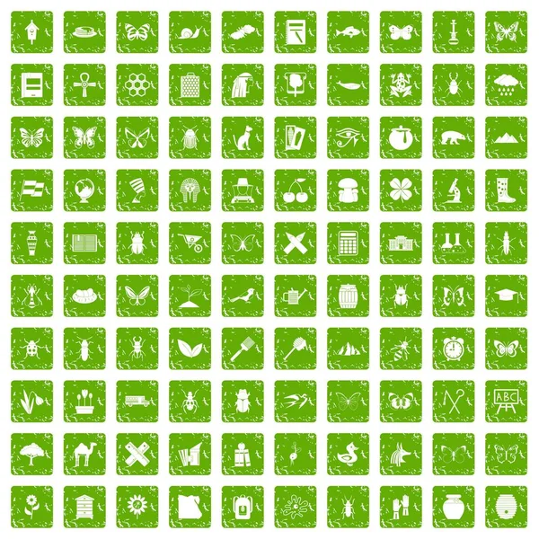 Yeşil grunge 100 böcekler Icons set
