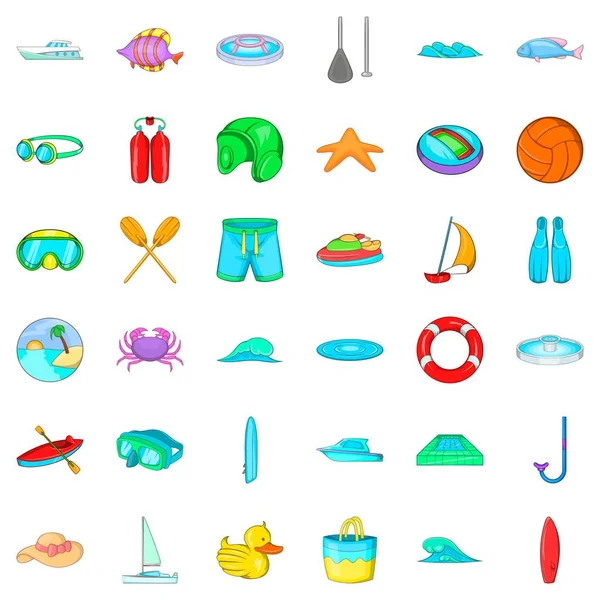 Sualtı Icons set, karikatür tarzı