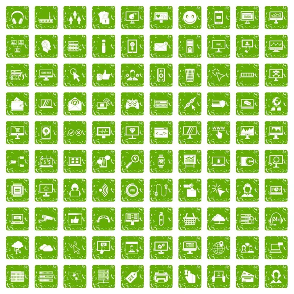 100 Internet simgeleri grunge yeşil ayarla