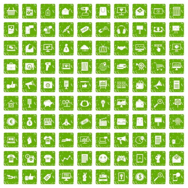 100 internet pazarlama simgeler grunge yeşil ayarla