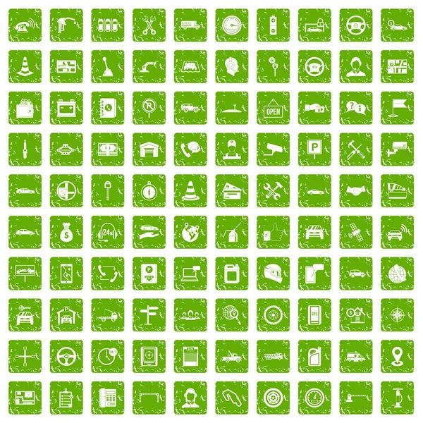 100 otomatik hizmet merkezi simgeler grunge yeşil ayarla