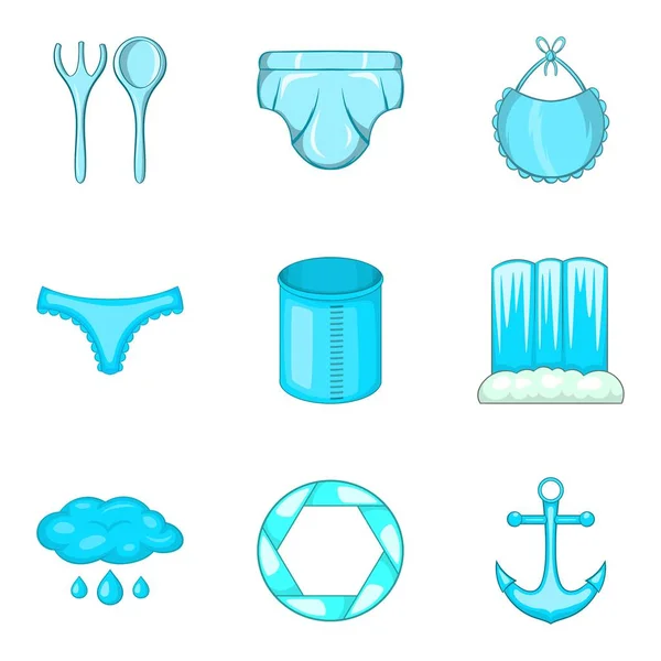 Zee cruise iconen set, cartoon stijl — Stockvector