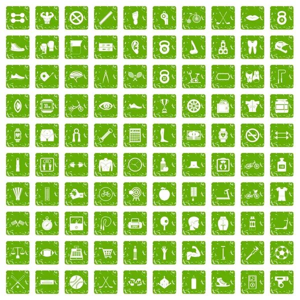 100 kettlebell simgeler grunge yeşil ayarla