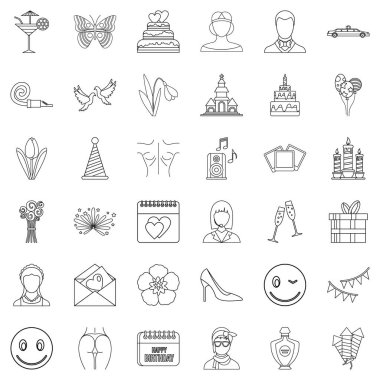 Balon Icons set, anahat stili