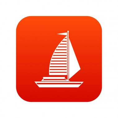 Yelken simgesi dijital kırmızı ile yat
