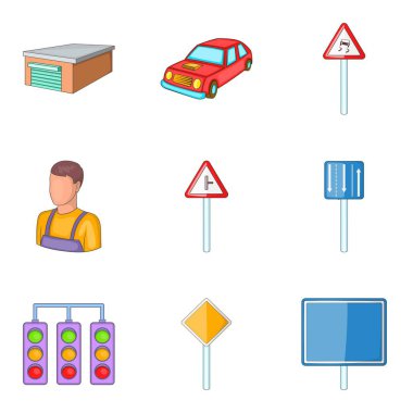 Trafik ışığı Icons set, karikatür tarzı