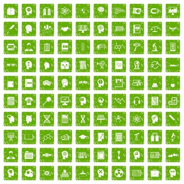 100 bilgi simgeleri grunge yeşil ayarla