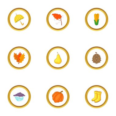 Sonbahar Icons set, karikatür tarzı