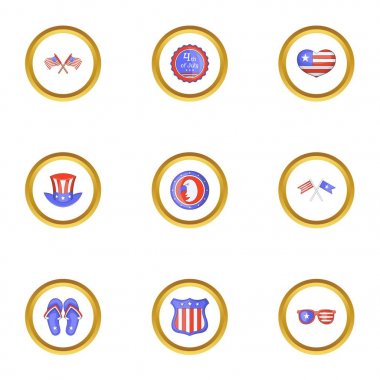 ABD Bağımsızlık günü simgeler ayarla, tarzı çizgi film