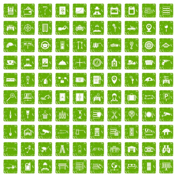 Yeşil grunge 100 anahtarları Icons set