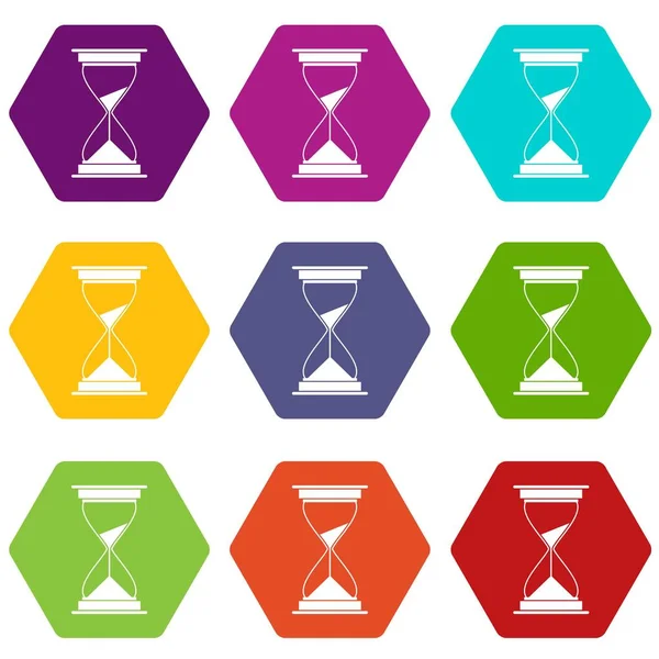 Conjunto de iconos de reloj hexaedro — Vector de stock