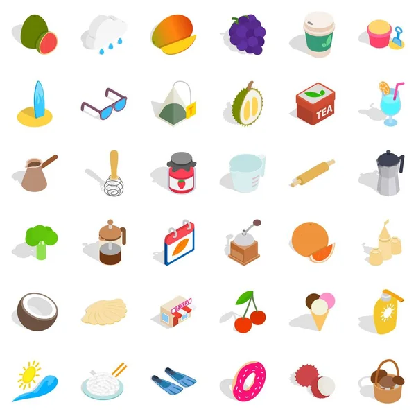 Çay zaman Icons set, izometrik stili
