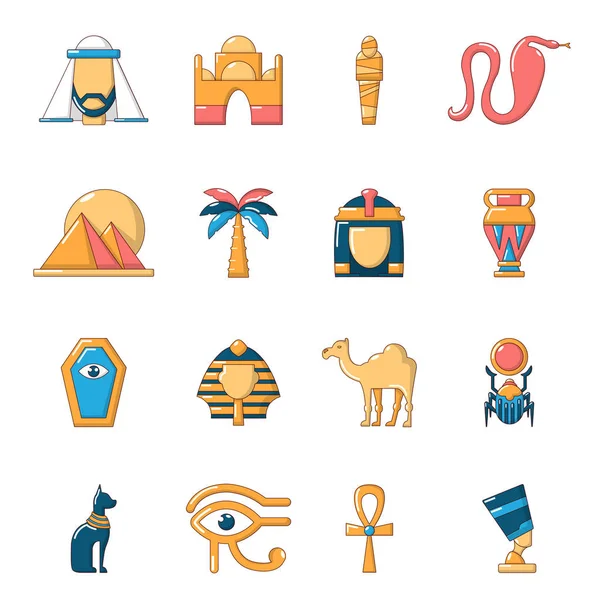 Egito conjunto de ícones de viagem, estilo cartoon — Vetor de Stock