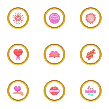 Anneler günü Icons set, karikatür tarzı