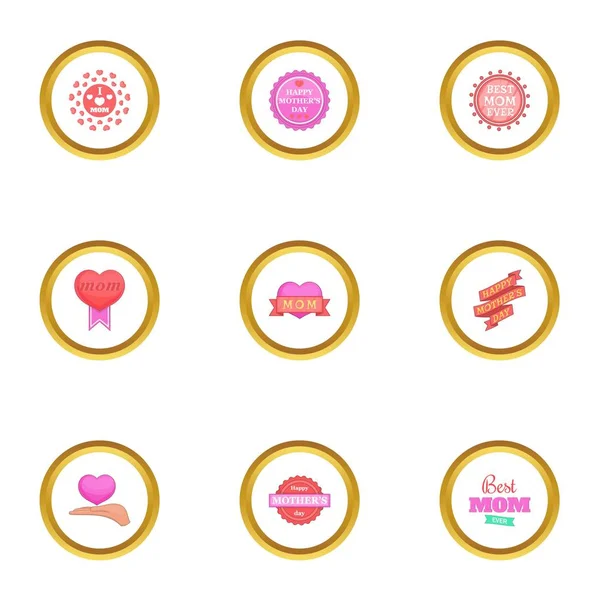 Anneler günü Icons set, karikatür tarzı