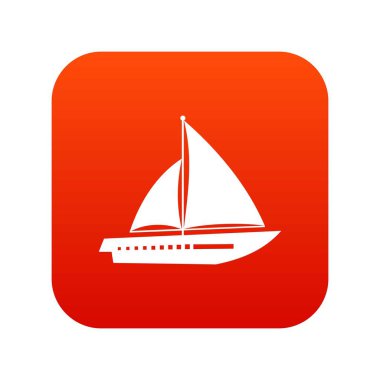 Yelkenli yat simgesi dijital kırmızı