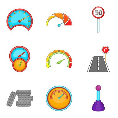 Hız göstergesi Icons set, karikatür tarzı