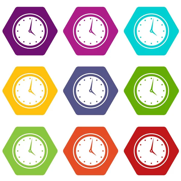 Watch icon set color hexahedron — Stock Vector