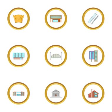 İnşaat Icons set, karikatür tarzı