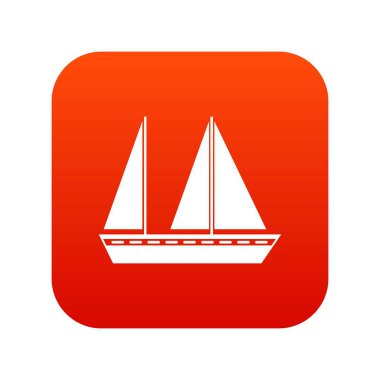 Yelkenli tekne simgesi dijital kırmızı