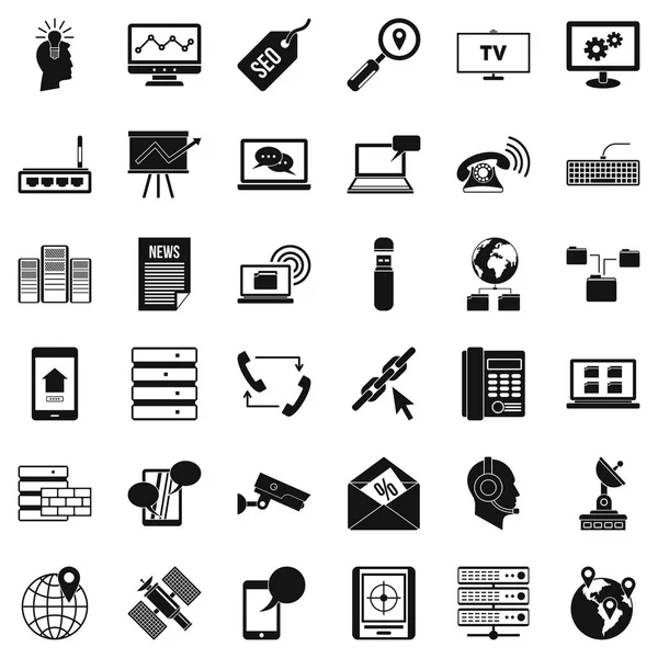 İletişim Icons set, basit tarzı