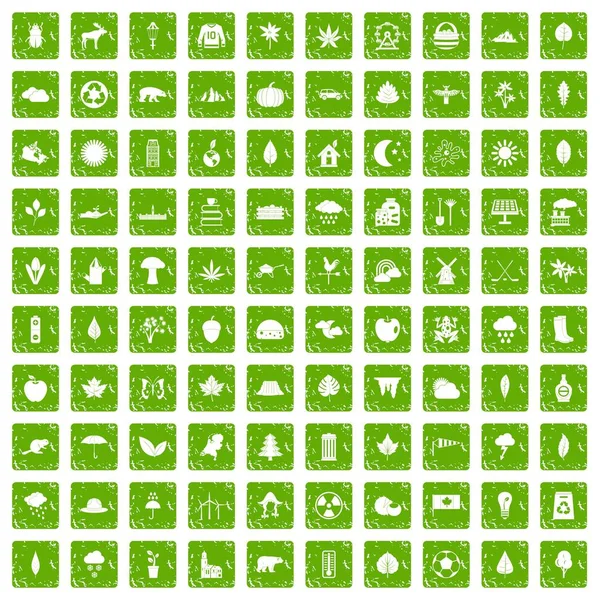 100 yaprak simgeler grunge yeşil ayarla