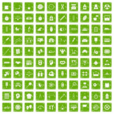 100 Terazi simgeler grunge yeşil ayarla