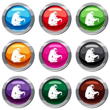 Maymun oturan 9 koleksiyonu ayarla