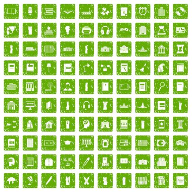 grunge yeşil set 100 kitaplık simgeleri