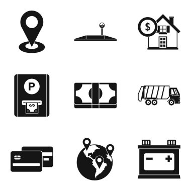 Yer değiştirme hizmeti Icons set, basit tarzı