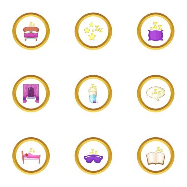 Icons set, karikatür tarzı uyku zamanı