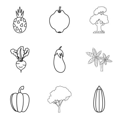 Market garden Icons set, anahat stili