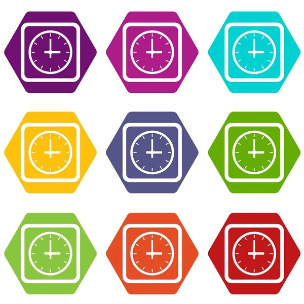 Montre icône ensemble couleur hexaèdre — Image vectorielle